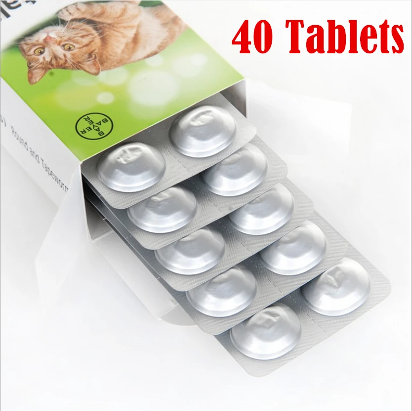 40 Tablets Bayer Drontal Dewormer для кошек Allworms круглый и Tap червь 8/40 вкладки - Цвет: 40 Tablets