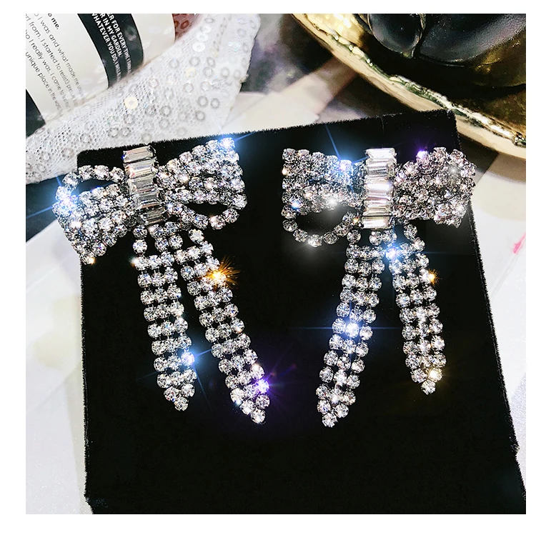 

New Arrival Bohemian Style Rhinestone Bow Butterfly Charms Stud Earrings for Women Fashion Collection Earrings Accessories