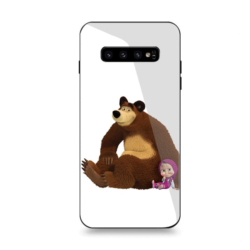 G10 Чехол для телефона Стекло для samsung A40 A50 A10 A20 A30 A60 A70 S10 S7 край S8 S9 Plus Note 8 9 чехол с героями мультфильма «Маша и Медведь» - Цвет: G10