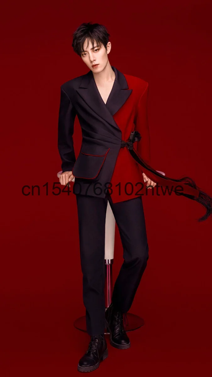 

Xiao Zhan тот же мужской костюм ведущий певец сценический костюм для выступления костюм для Жениха Лучший мужской костюм