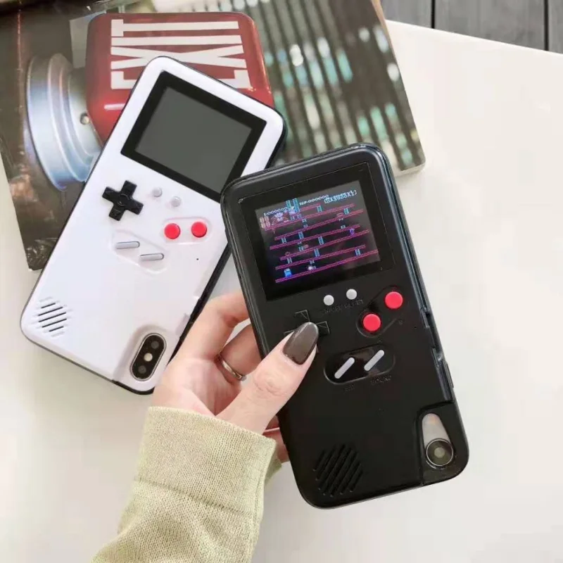 Game Console Phone Case Retro Color Display Screen Cellphone Back Cover With 36 Classic Video Games For IPhone X/XS XR XS Max | Мобильные