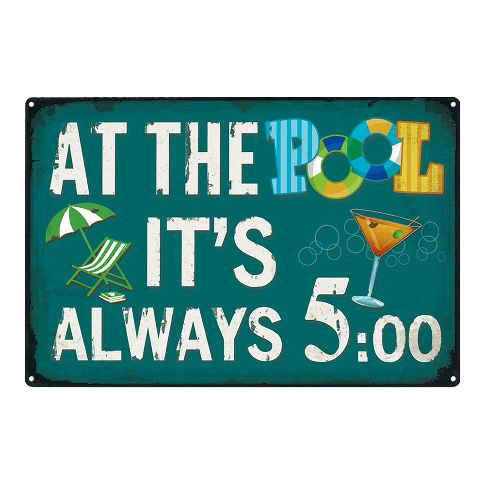 Настенные металлические Плакаты для пляжа и бассейна жестяные плакаты