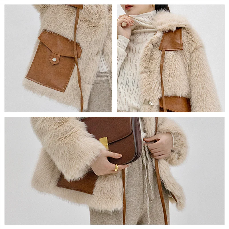 LUXUV Women's Imitate Fox Fur Coat Design Outwear Winter Jacket Overcoat Female Natural Parka Warm Clothing Plush Aesthetic Chic