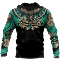 newest 3d printing mexican aztec feather zombie skull pullover casual hip hop harajuku zipper hoodie long sleeved sweatshirt