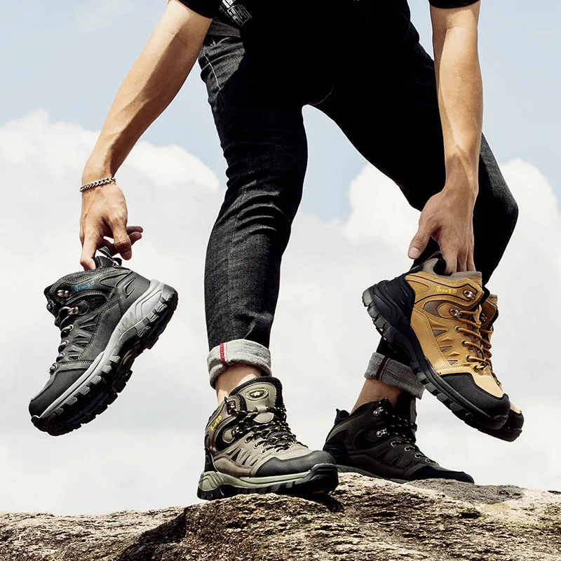 Plus Size 47 Tactical Boots Men Mountain Hiking Shoes Waterproof Outdoor Sports Sneakers Male Wearable Anti-skid Hunting Boots