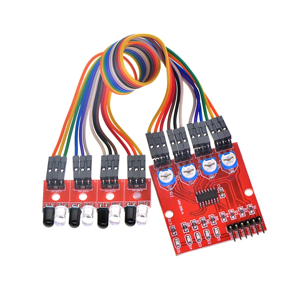 

Four Way 4 Channel Infrared Detector Tracking Line Obstacle Avoidance Sensor Module Diy Smart Car Robot Module Board For Arduino