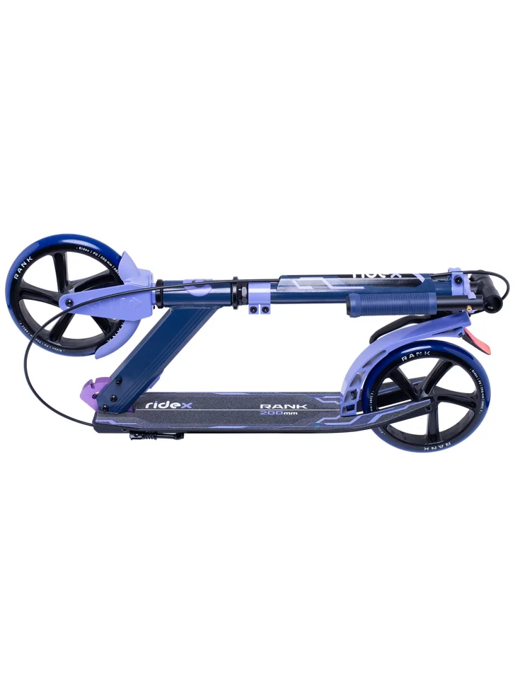 Самокат 2-х колесный RIDEX Rank 200 мм ручной тормоз синий/фиолетовый | Спорт и