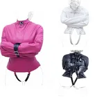 Женский кожаный смирительный пиджак XLL с ремешком на промежности, прямой пиджак, карнавальный костюм, БДСМ, бондаж, роль раба, игрушки для женщин