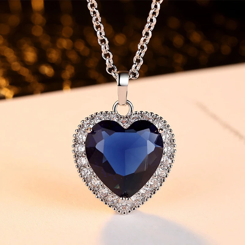 Новое роскошное ожерелье с большим кристаллом в форме сердца Подвеска для женщин