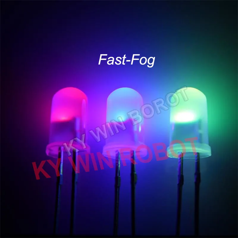50pcs/lot F5 5mm Fast/Slow RGB Flash Red Green Blue Rainbow Multi Color Light Emitting Diode Round LED Full Color DIY