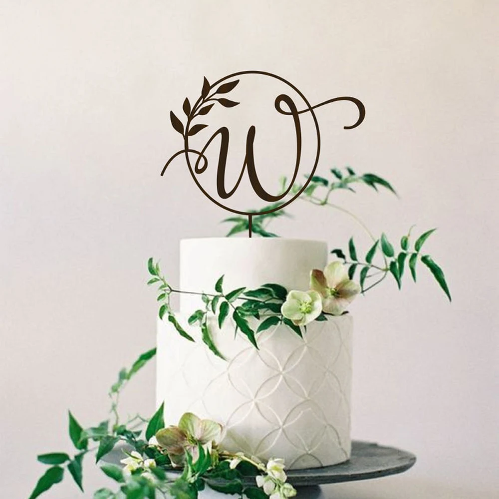 На Заказ Свадебный торт Топпер с Mr And Mrs имя инициалы дерево монограмма вечерние