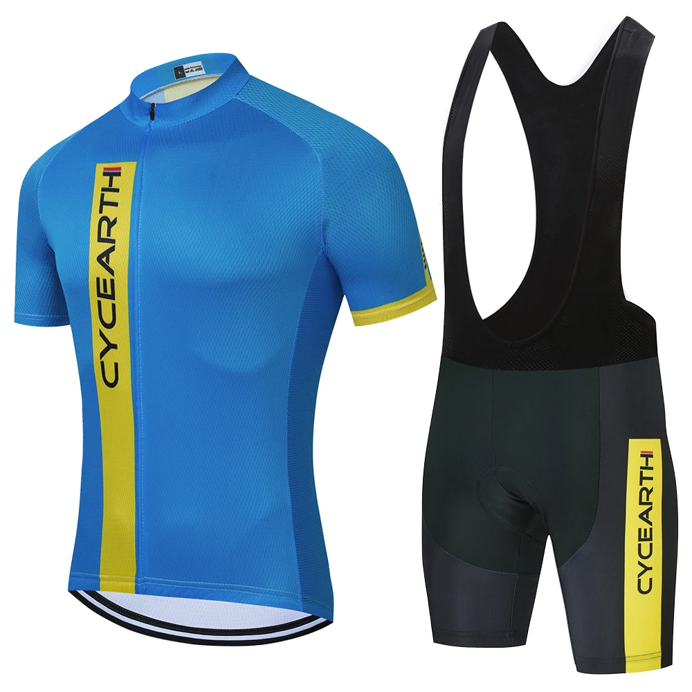 

2021 Cycling Suit CYCEARTH Jersey Summer Short Sleeve Maillot bib shorts Bicycle Men's Clothes Sportwear Shirt Clothing Set