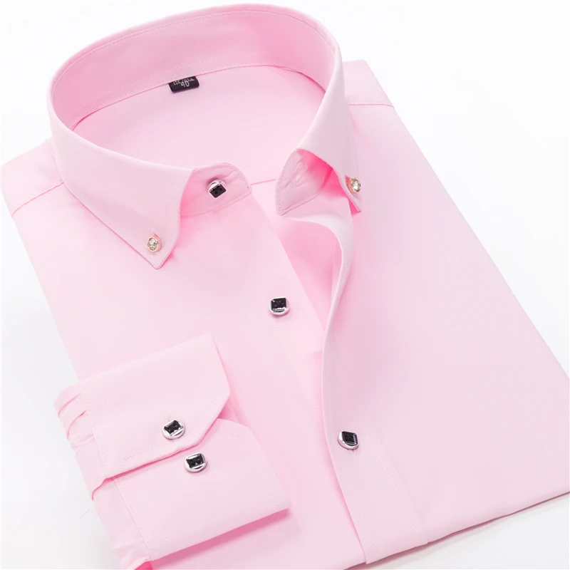 

SHAN BAO 9 colors office men's and women's fashion casual fit shirt classic style twill solid color slim long-sleeved shirt