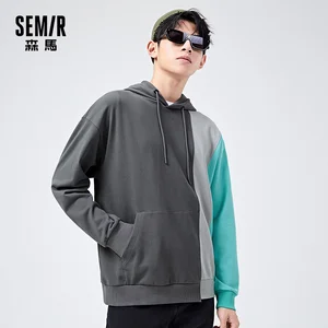 Свитшот SEMIR мужской с капюшоном, Свободный пуловер контрастных цветов, Повседневная Удобная куртка, весна 2021