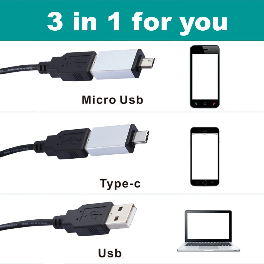 1600/1000/500X микроскоп Ручной портативный цифровой 3 в 1 USB Type-C микроинтерфейсы