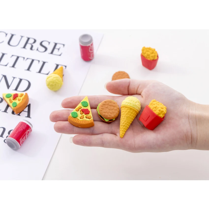 

5pcs/set Creative Burger Cola Fast Food Cute Student Kids Gifts School Eraser Set For Creativity Simple