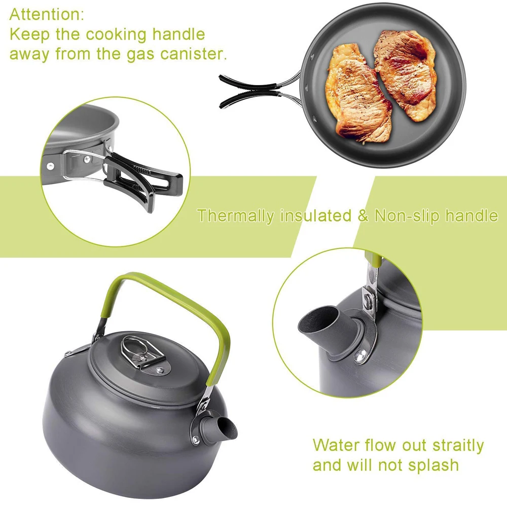 

Ultralight Picnic Camping Cookware Set Portable Outdoor Water Kettle Pan Pot Travel Aluminum Cooking Kits Utensils Hiking Picnic
