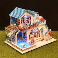 hot diy wooden miniature dollhouse furniture 124 handmade doll house model building casa toys for children kids birthday gift