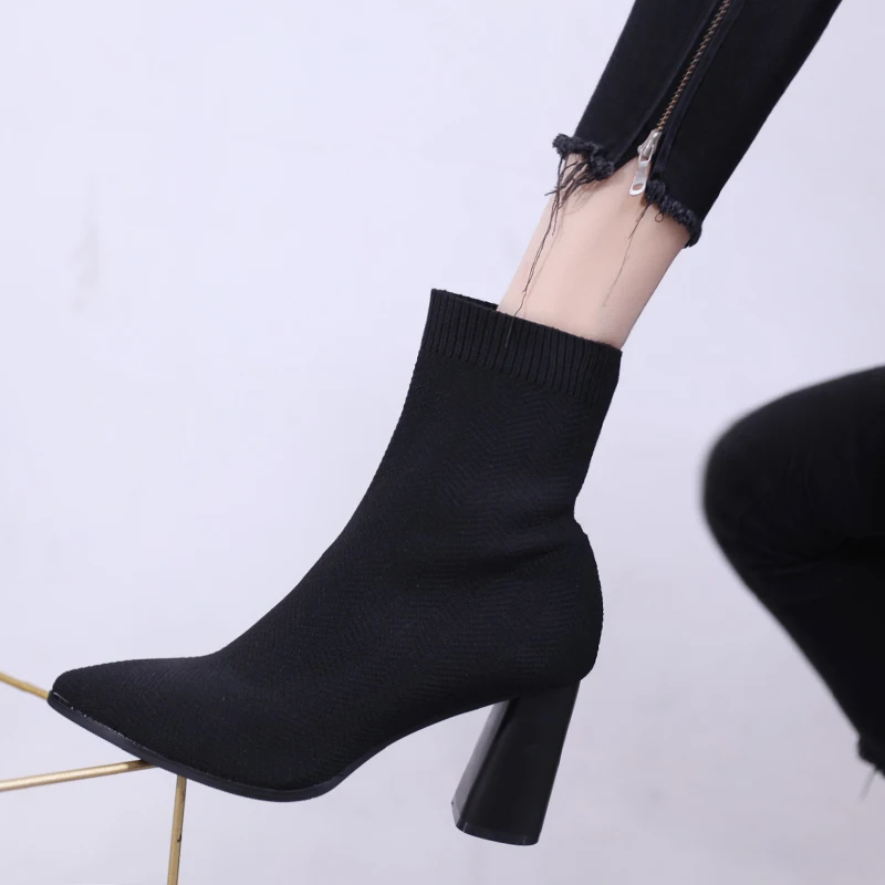 Простые вязаные шерстяные носки с острым носком Новинка 2019 года сезон осень зима