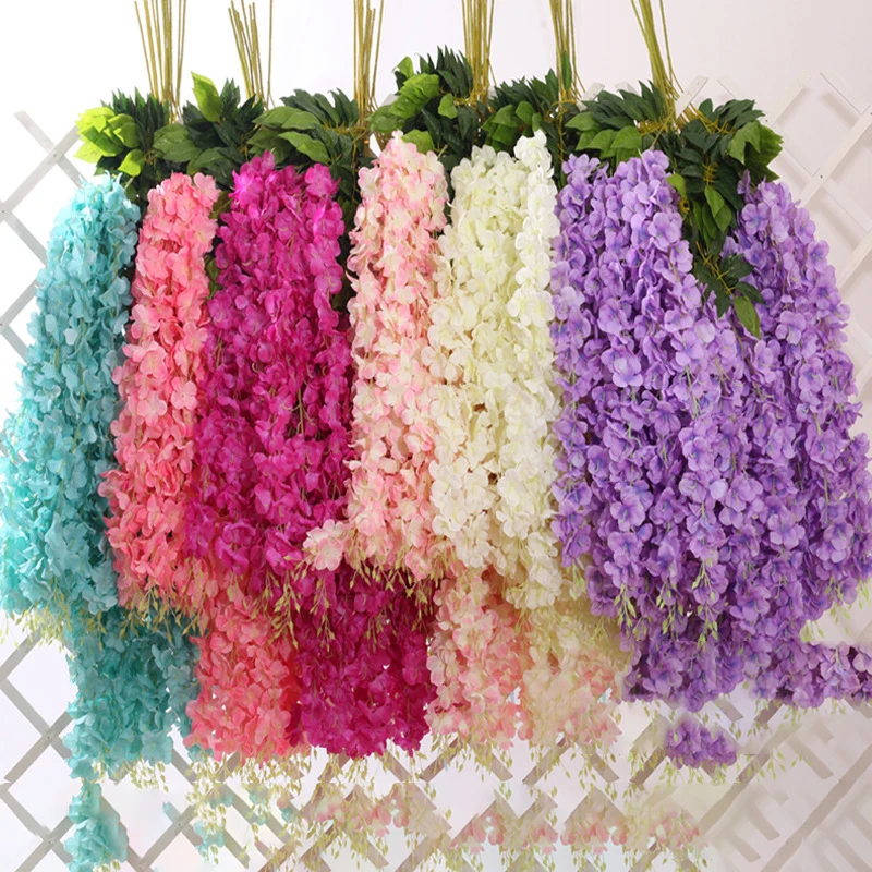 Искусственные лозы из Вистерии цветок поддельные пластиковые 3 6 футов шелк ветки