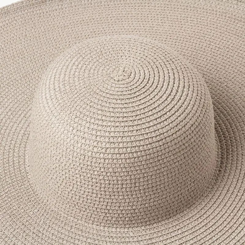 

Women Elegant Floppy Sun Visor Hat Vintage Big Wide Brim Solid Color Beach Cap
