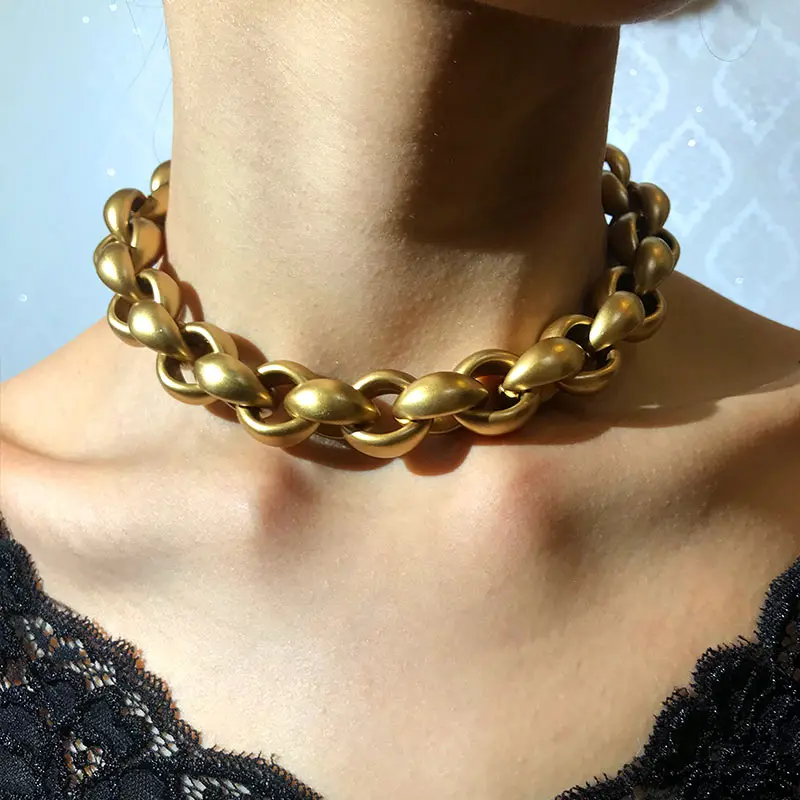 JJFOUCS модное колье Золотая цепочка ожерелье для женщин и мужчин тяжелое
