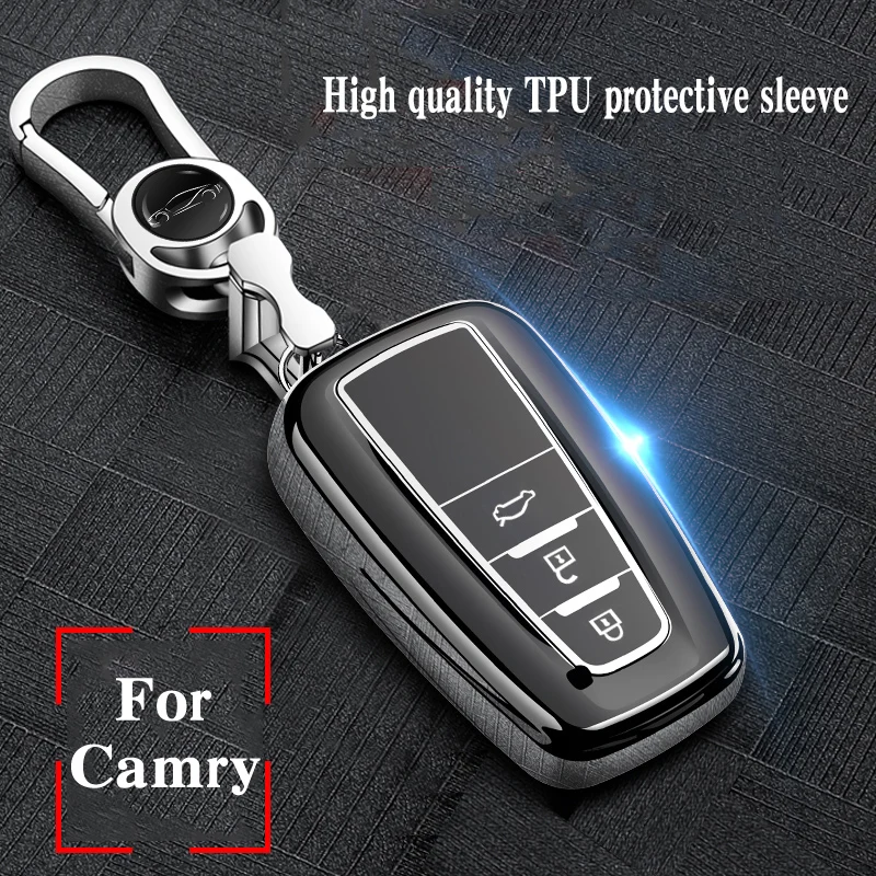 Hight quality TPU+ABS Car Key Cover Case for Toyota Camry Mark X RAV-4 PRADO COROLLA HIGHLANDER  2 3 Buttons Remote Keyless