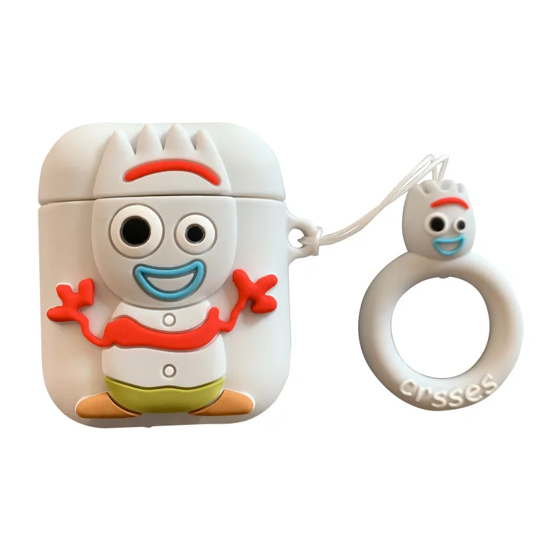 Чехол для наушников с Bluetooth для Airpods, силиконовые аксессуары, защитный чехол для Airpods 2, кольцевой ремешок, мультяшный милый дизайн Forky