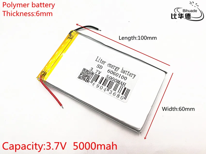 10 шт./лот 3 7 V 5000mAH 6060100 PLIB (полимерный литий-ионный/литий-ионный аккумулятор) для