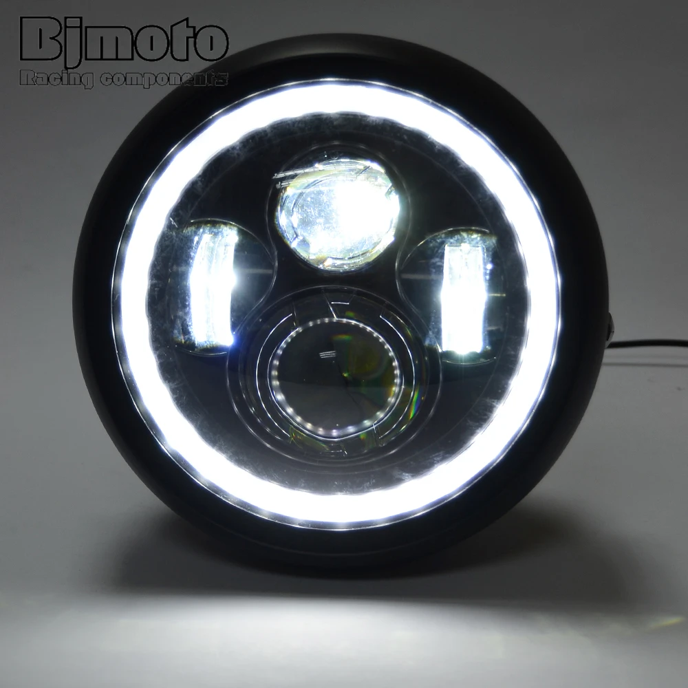 

BJMOTO Moto Universal 7.5 inch LEDS Lamp 12V Motorcycle Led Headlight Die-cast Aluminum Housing For Yamaha Suzuki Kawasaki