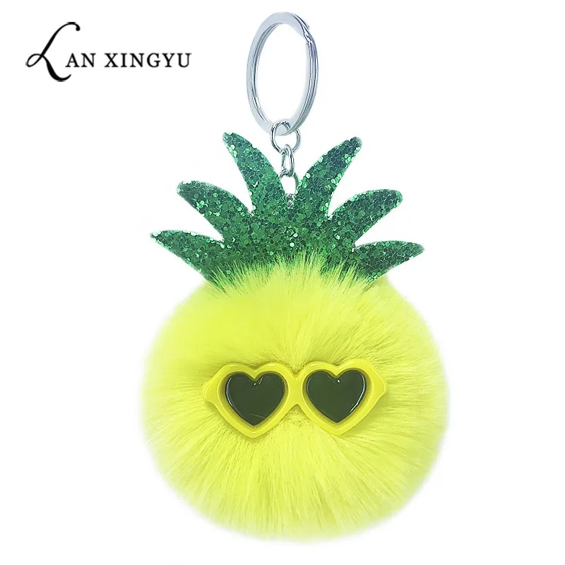 Новинка ананас лист солнцезащитные очки сплав брелок имитация кроличьей шерсти