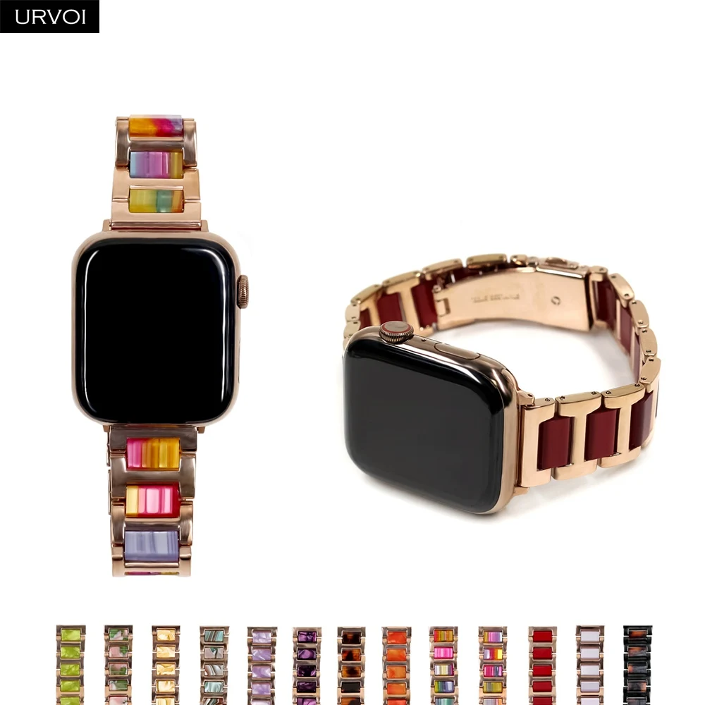 Браслет URVOI link для Apple Watch series 6 SE 5 4 3 2 1 браслет iwatch из нержавеющей стали с резиновым
