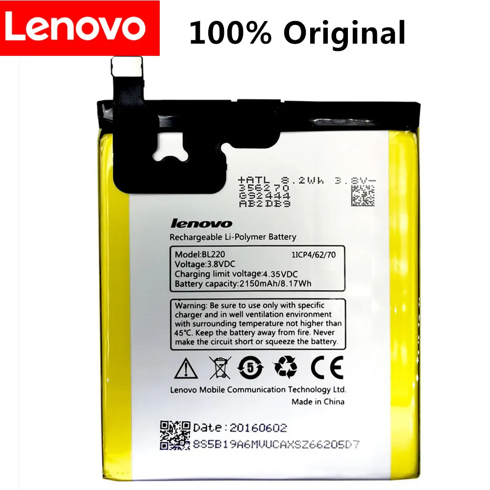 

Перезаряжаемый литий-полимерный аккумулятор большой емкости BL220 2150 мАч для мобильного телефона Lenovo S850 S850T