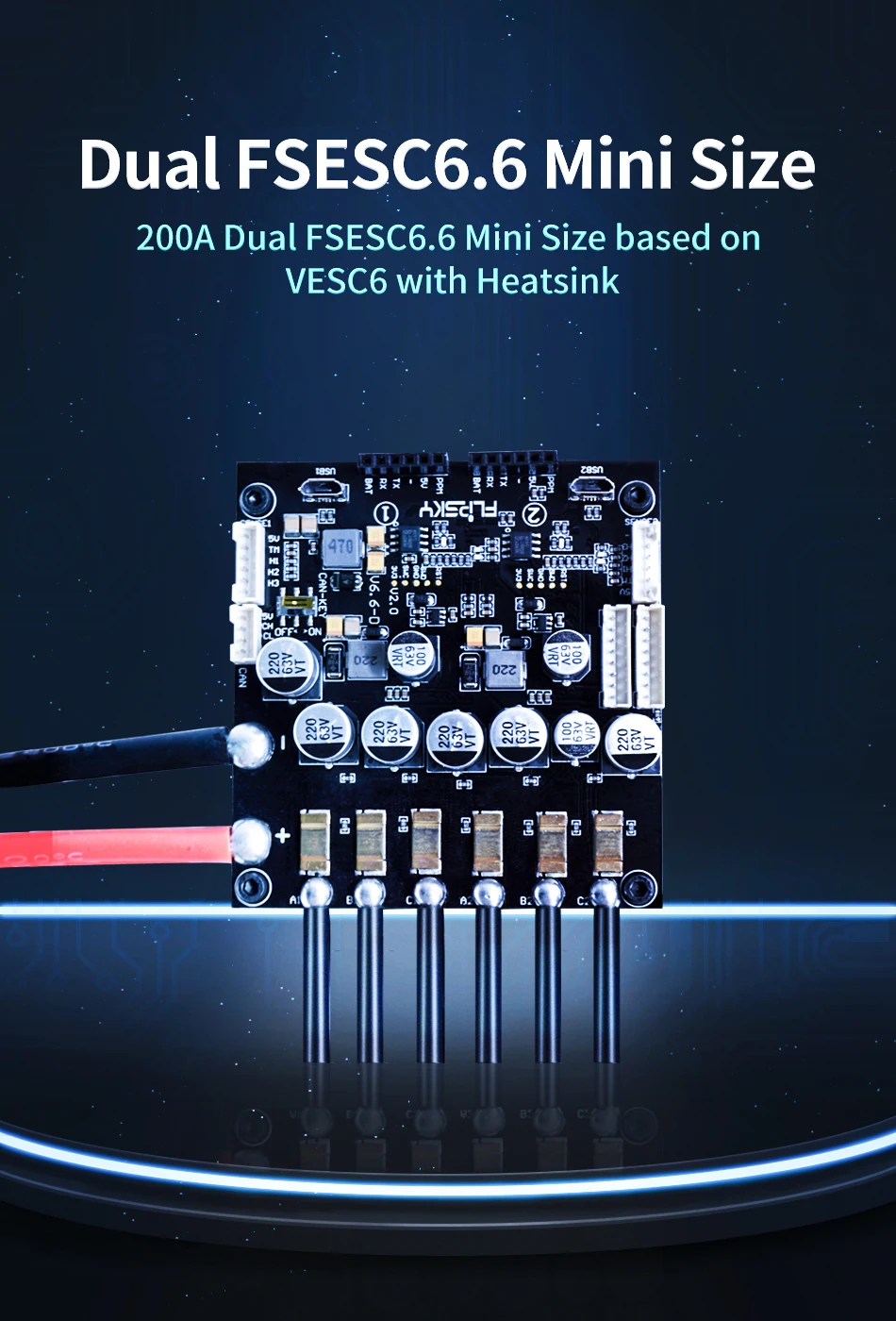 Двойной ftesc6.6 с алюминиевым радиатором Мини Размер проект с открытым исходным кодом подходит с программным обеспечением VESC6 электронный регулятор скорости Flipsky