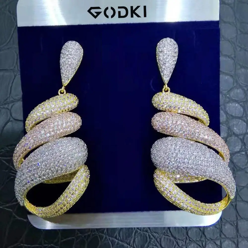 Женские серьги с цирконом GODKI свадебные трендовые длинные 2019 | Украшения и