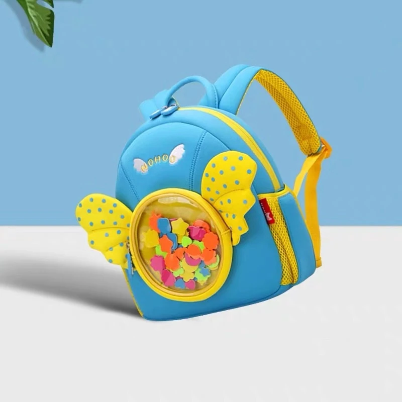 NOHOO 3D из мультфильма «тролли школьная сумка Детские рюкзаки Ангел школьная сумка Wings ребенок неопреновый Рюкзак mochila escolar подарки для детей - Цвет: Angel wings blue