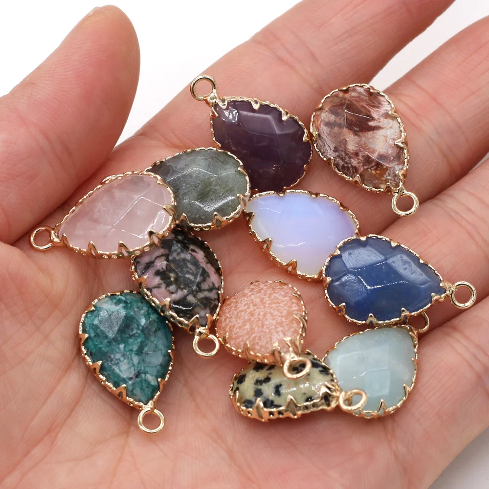 

Natural Stone Rose Quartzs Pendant Water Drop Shape Exquisite Amethysts For Jewelry Making DIY Necklace Earring 14x23mm