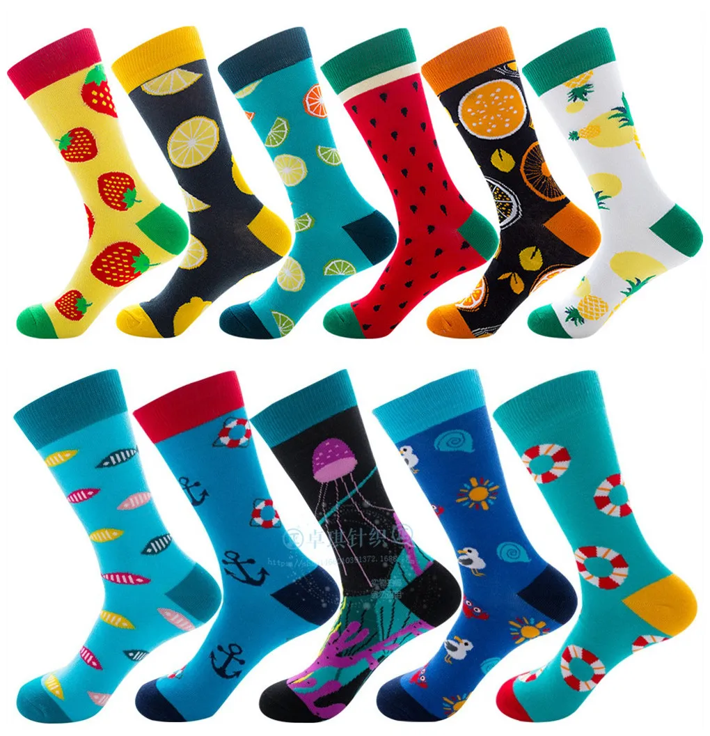 

New Autumn and Winter New Fashion Socks Jellyfish Fruit Swimming Ring Combed Cotton Men's Socks