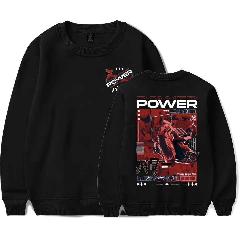 

Hot Anime Chainsaw Man Double-sided Print Sweatshirt Power Graphics Pullover Men Women Harajuku Streetwear Fashion Sweatshirts