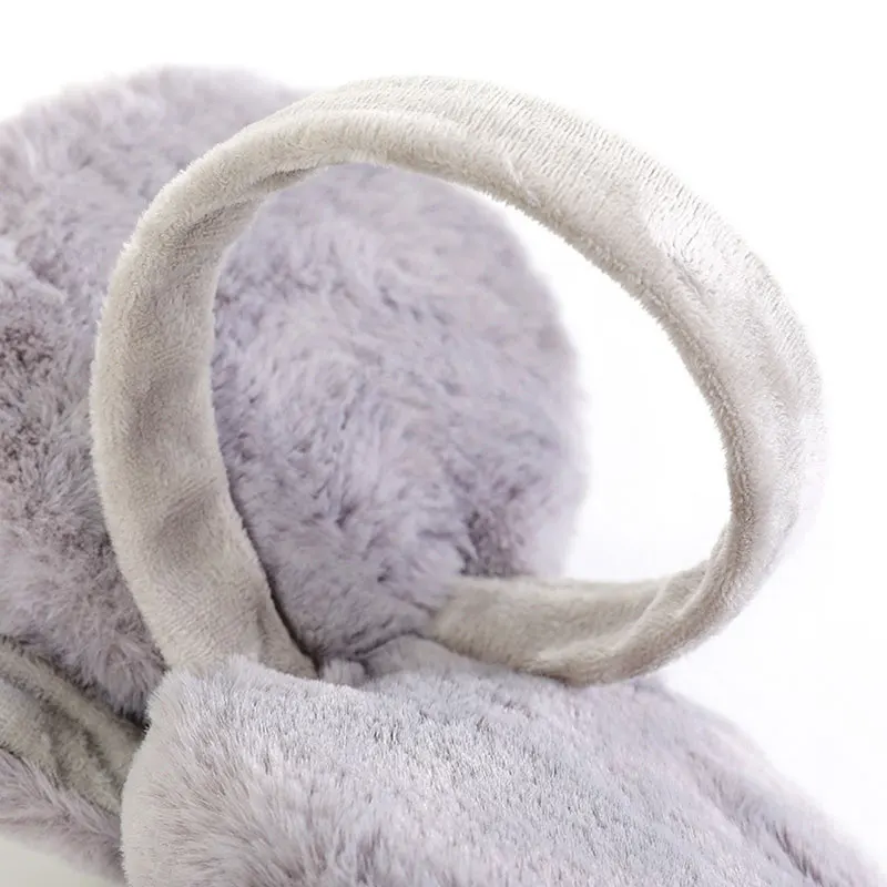 Зимние теплые наушники с заячьими ушками милые плюшевые однотонные складные