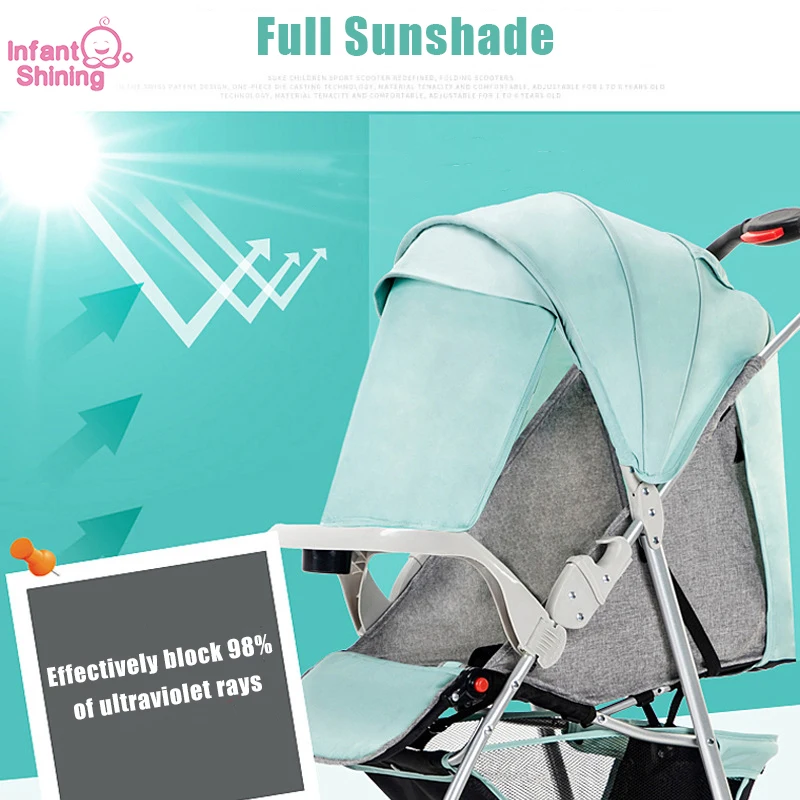 

Infant Shining Baby Four-Wheels Stroller Lightweight Folding Trolley Can Sit And Recline Baby Umbrella Stroller Children Car