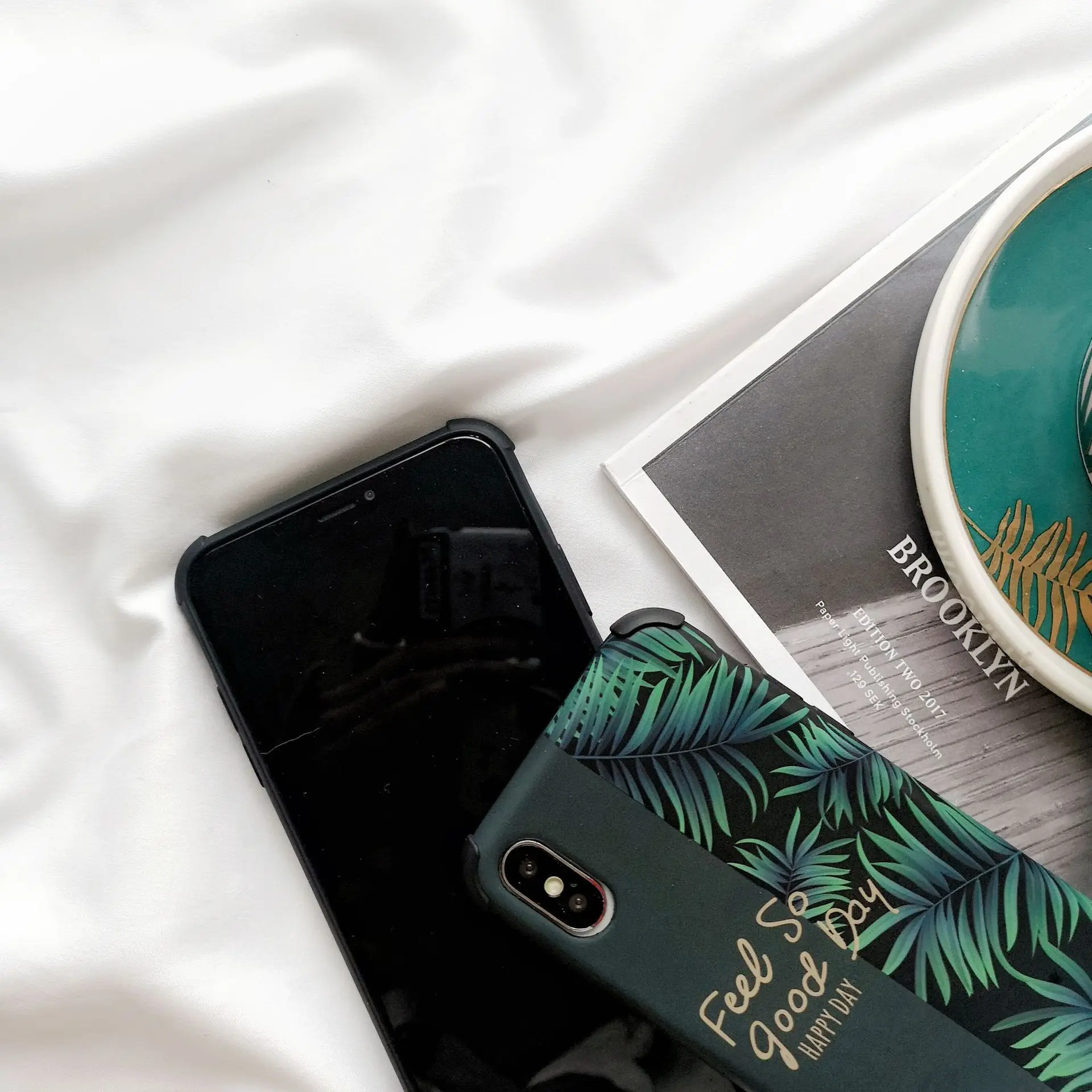 

Retro letter Painting summer palm leaf cute Phone case For iPhone 11 Pro Max XR X XS Max cases for iPhone 7 7 Plus 8 Plus Case