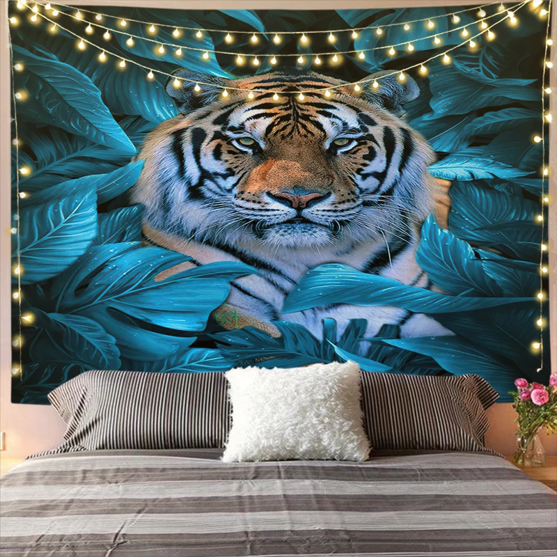 

Ferocious Animal Tiger Prints Tapestry Wall Tapestry Wall Hanging Cloth Bedspread Wall Tapestry Background Home Decore