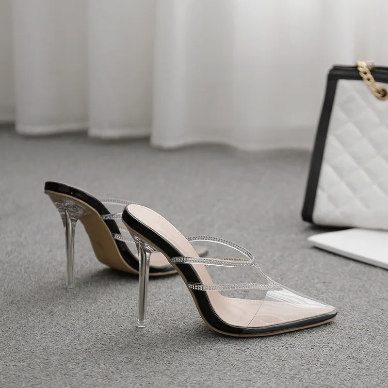 

Shoes Women Square heel Loafers Glitter Slides Ladies' Slippers Fashion Pantofle Thin Heels Heeled Mules Soft Block Jelly Luxur