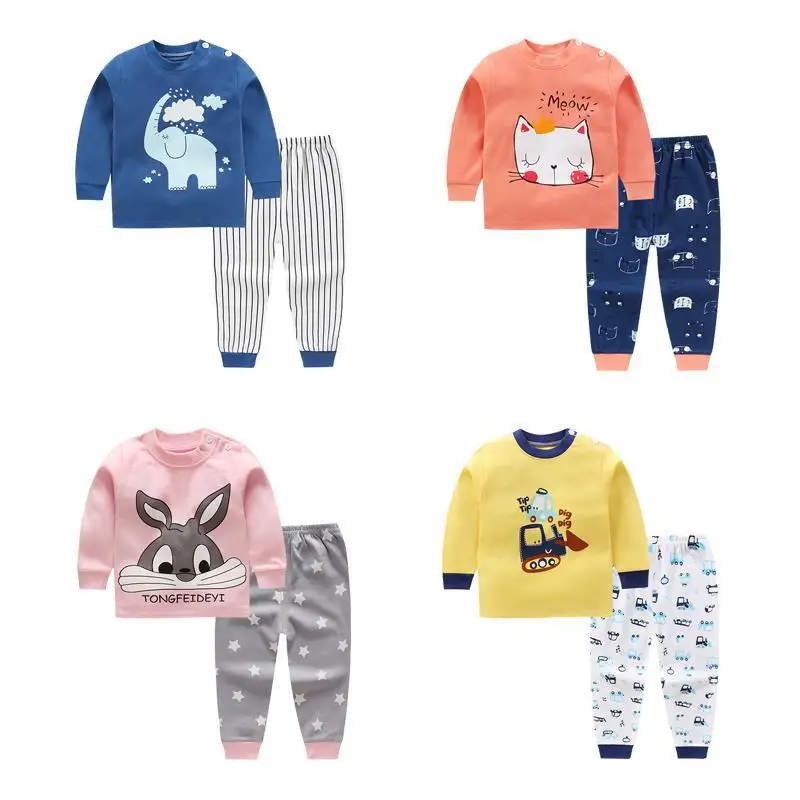 

Комплект детского нижнего белья на весну и осень, Хлопковая пижама с длинным рукавом для мальчиков и девочек, детская одежда, домашняя одежд...