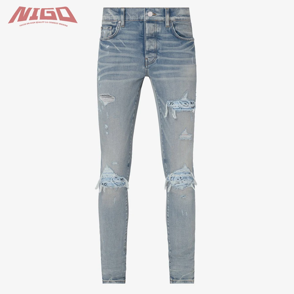 

NIGO AMR 21ss MX1 Baby Blue Bandana Jeans Denim Pants #nigo1326