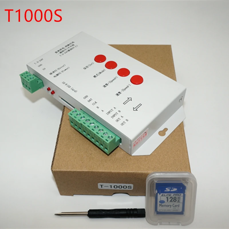 

free shipping T1000S SD Card WS2801 WS2811 WS2812B LPD6803 etc LED 2048 Pixels Controller DC5~24V T-1000S DMX 512 RGB Controller