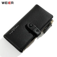 comfortable contracted style long wallets for women pu leather trifold card holder purse ladies sweet design coin purses cartera