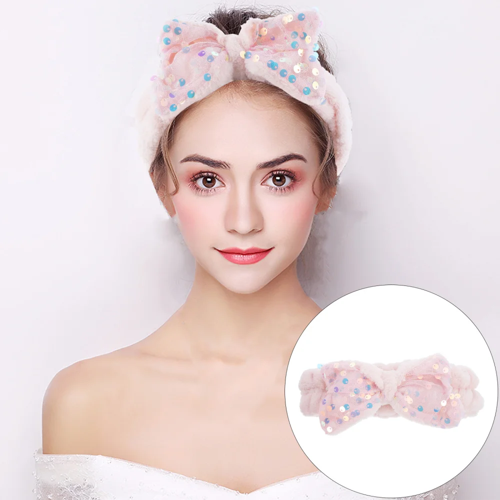

2pcs Sequins Head Wraps Bow Headbands Shower Headdresses Hair Elastic Bands