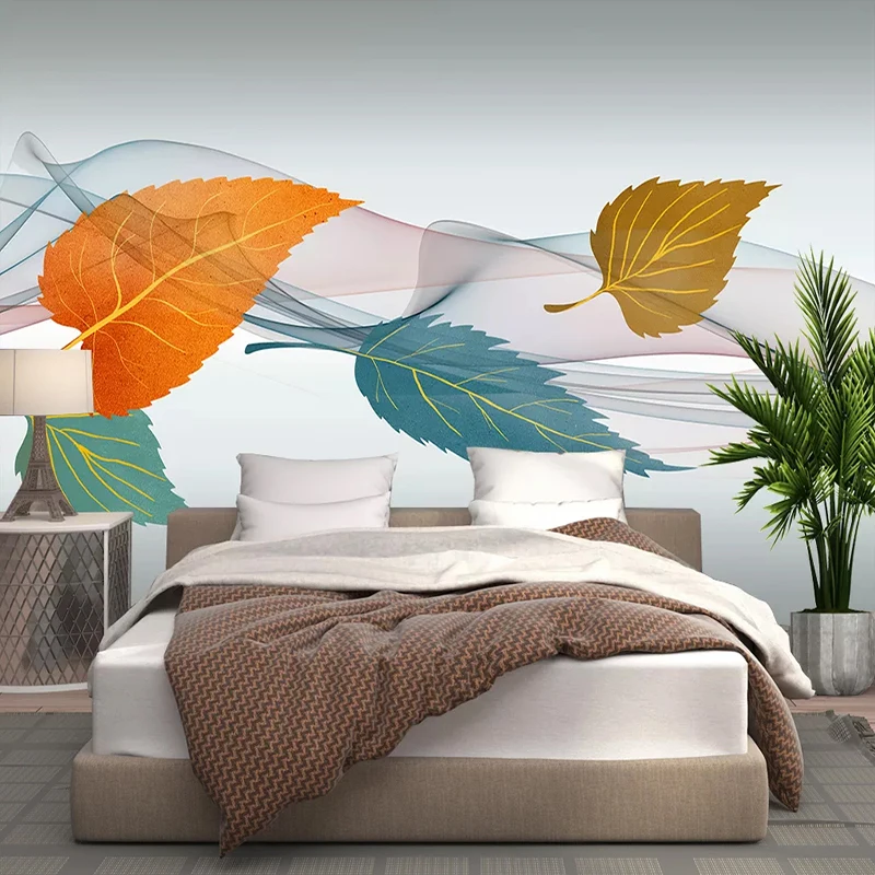 Фотообои на заказ художественные обои стену ручная работа золотые листья 3D для